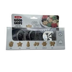 OXO Good Grips Cookie Press Disks Christmas Set 6ct Stainless Steel NEW